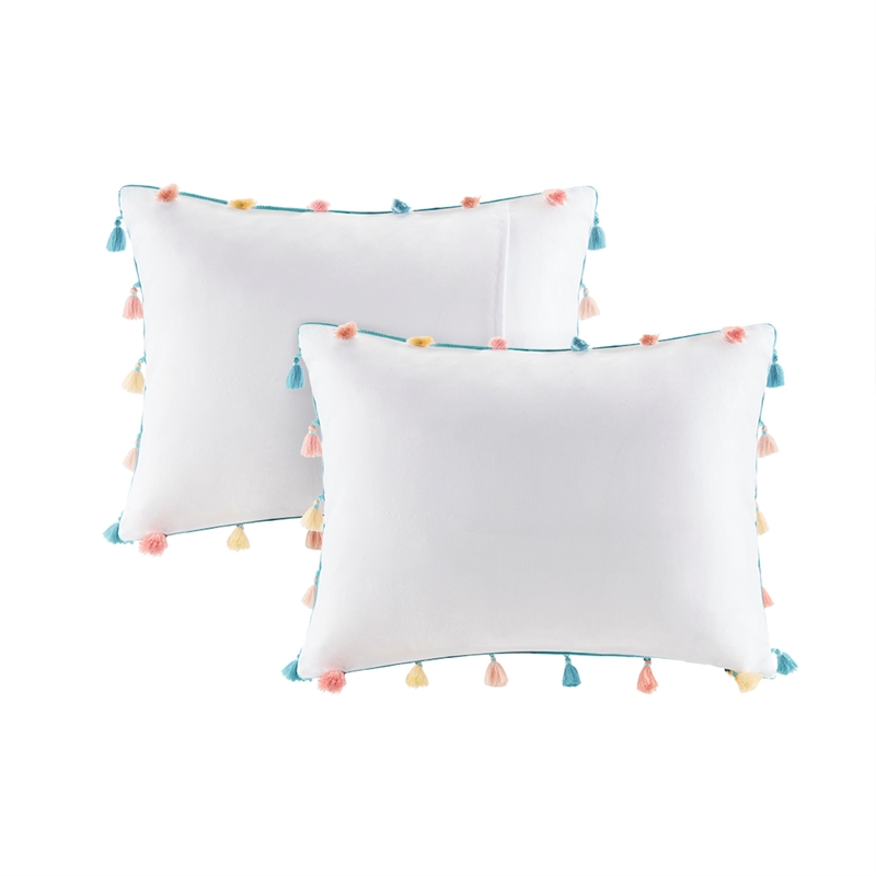 Pemberly Row Tassel Comforter Set with Heart Shaped Throw Pillow in White