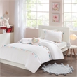 Pemberly Row Tassel Comforter Set with Heart Shaped Throw Pillow in White