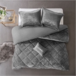 Pemberly Row Modern / Contemporary Velvet Duvet Cover Set in Gray