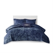 Pemberly Row Modern / Contemporary Velvet Comforter Set in Navy