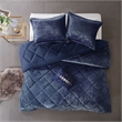 Pemberly Row Modern / Contemporary Velvet Comforter Set in Navy