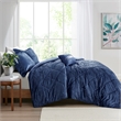 Pemberly Row Modern / Contemporary Velvet Comforter Set in Navy