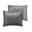 Pemberly Row Modern / Contemporary Velvet Comforter Set in Gray