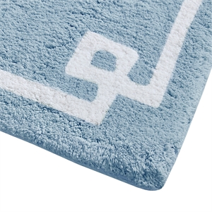 Pemberly Row Contemporary Cotton Tufted Bath Rug 24x40 in Blue