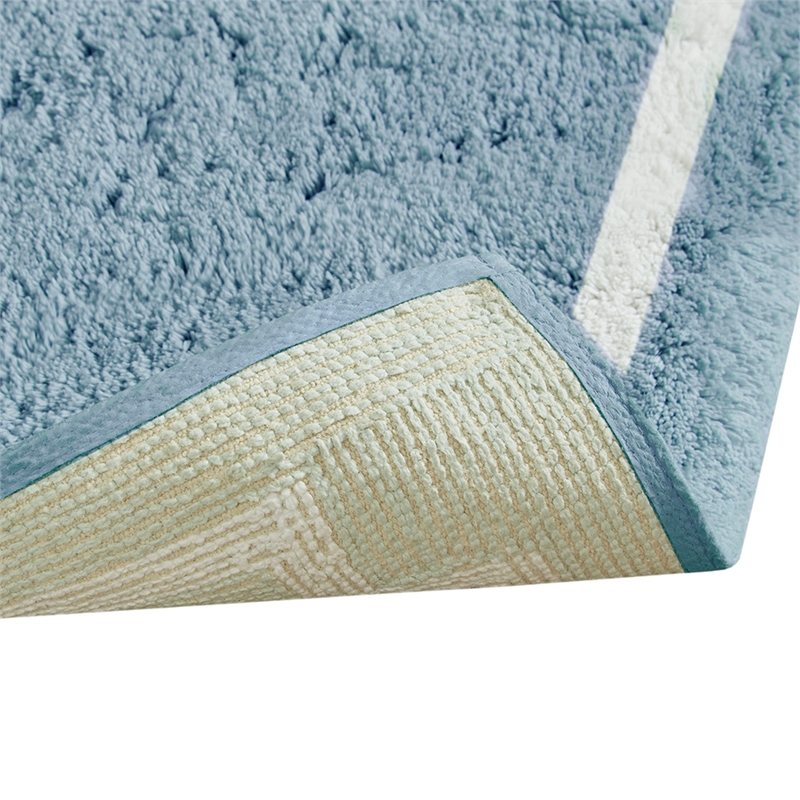 Pemberly Row Contemporary Cotton Tufted Bath Rug 24x40 in Blue