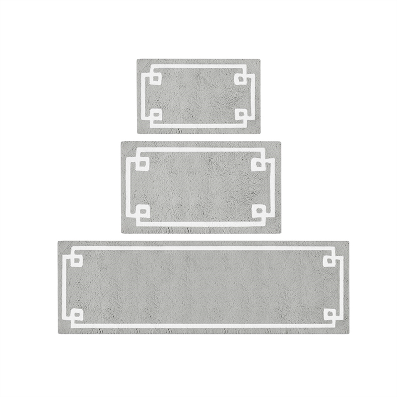 Pemberly Row Contemporary Cotton Tufted Bath Rug 24x40 in Gray