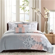 Pemberly Row 6-Piece Cotton Quilt Set with Throw Pillows in Gray/Blush