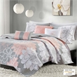 Pemberly Row 6-Piece Cotton Quilt Set with Throw Pillows in Gray/Blush