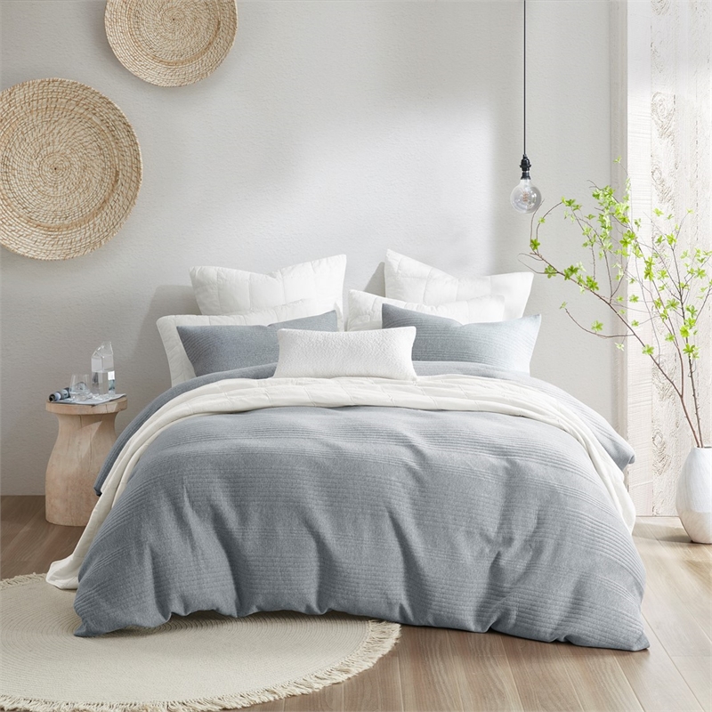 Pemberly Row 3 Piece Duvet Set in Heathered Gray King/Cal King