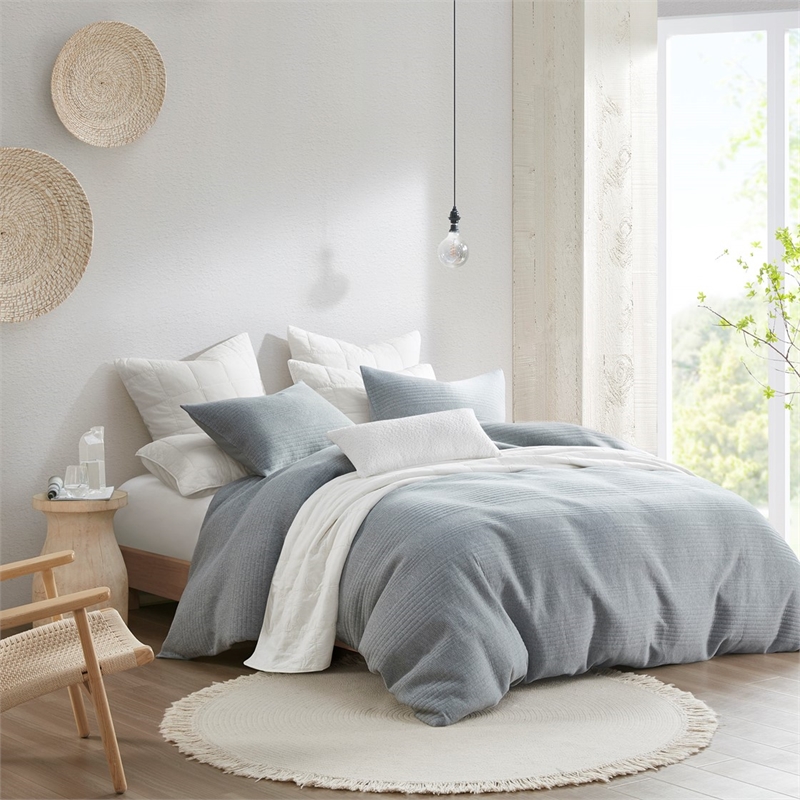 Pemberly Row 3 Piece Duvet Set in Heathered Gray King/Cal King