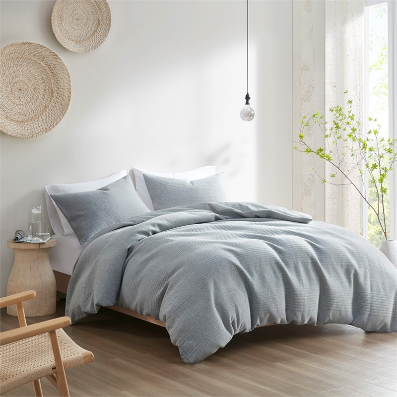 Pemberly Row 3 Piece Duvet Set in Heathered Gray King/Cal King