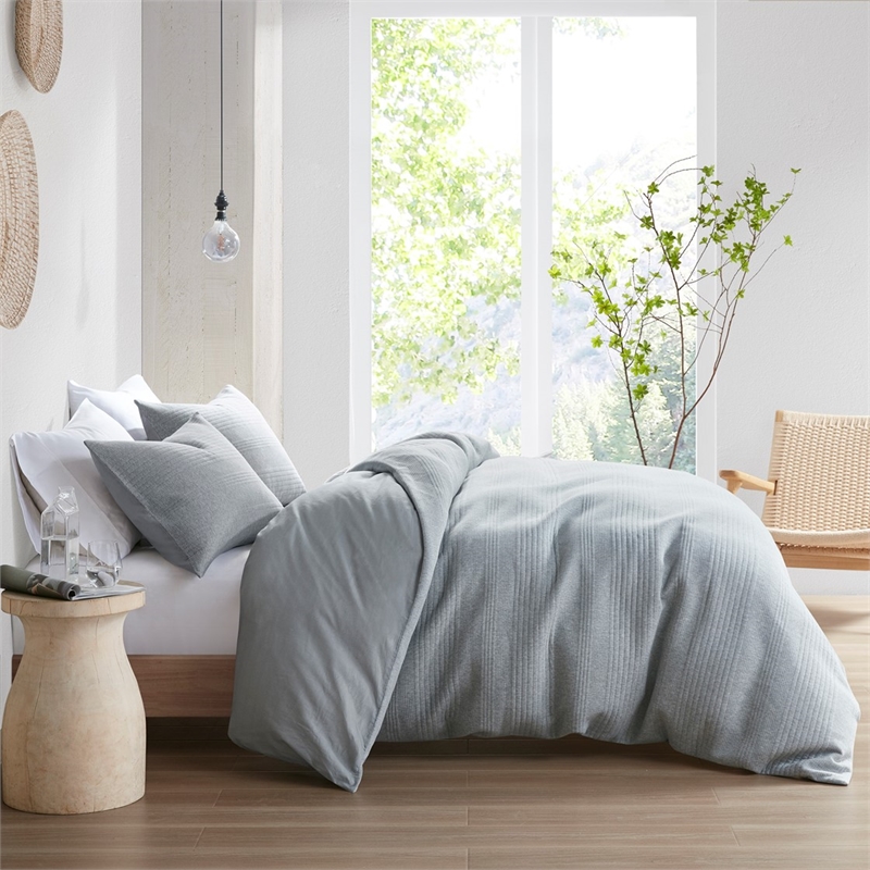 Pemberly Row 3 Piece Duvet Set in Heathered Gray King/Cal King
