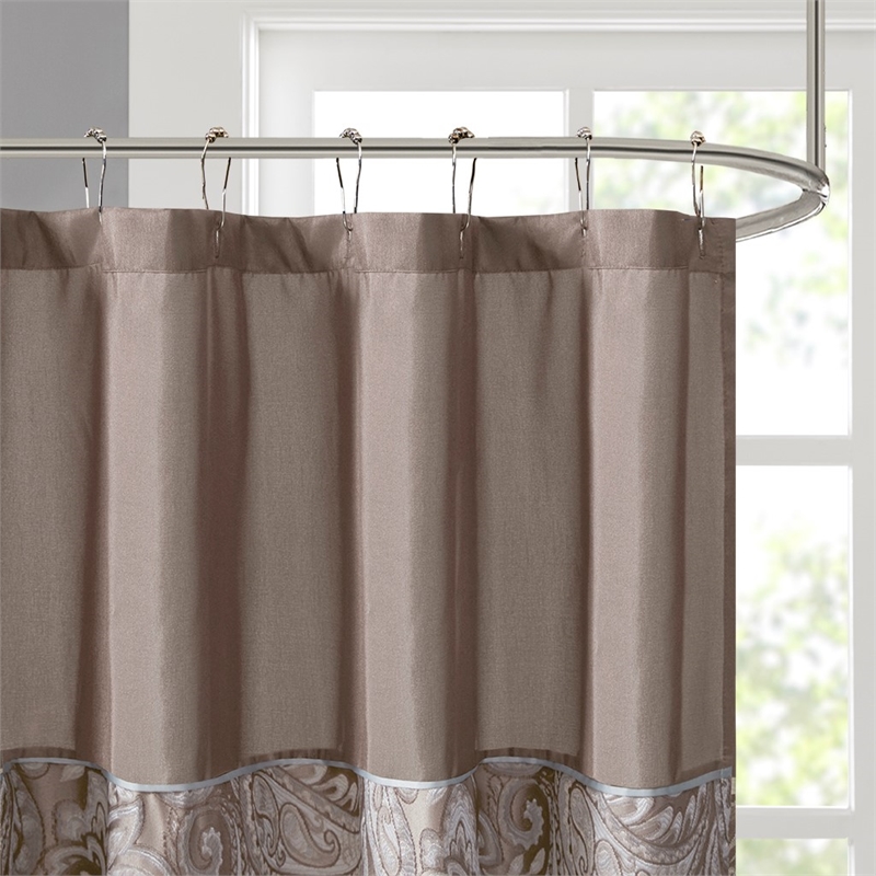 Pemberly Row Contemporary Jacquard Shower Curtain in Blue/Brown 72x72