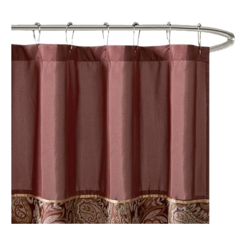 Pemberly Row Contemporary Jacquard Shower Curtain in Burgundy 72x72