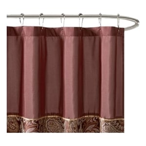 Pemberly Row Contemporary Jacquard Shower Curtain in Burgundy 72x72&quot