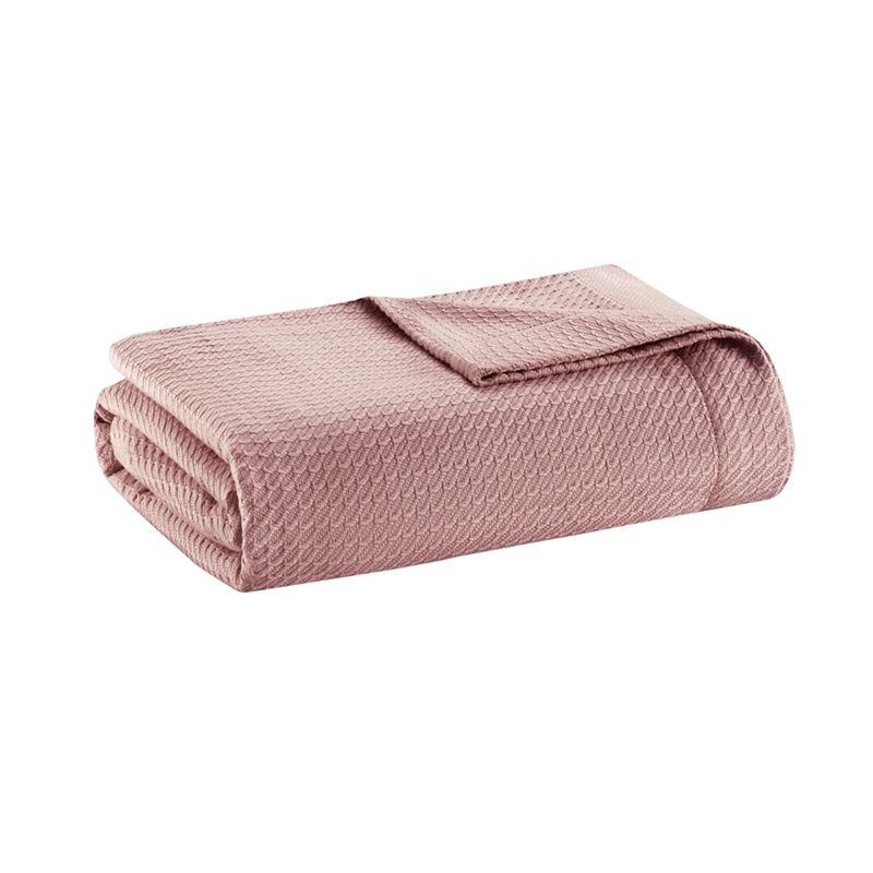 Pemberly Row Contemporary Egyptian Cotton Blanket in Rose King