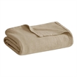 Pemberly Row Contemporary Basketweave Cotton Blanket in Khaki King