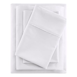 Pemberly Row 600 Thread Count Cooling Cotton Blend 4 PC Sheet Set in White Full