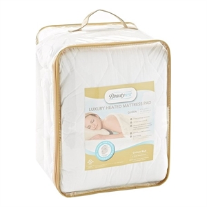 Pemberly Row Contemporary Cotton Blend Heated Mattress Pad in White Full