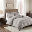Pemberly Row Contemporary Faux Fur Comforter Mini Set in Gray Full/Queen