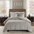 Pemberly Row Contemporary Faux Fur Comforter Mini Set in Gray Full/Queen