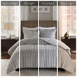 Pemberly Row Contemporary Faux Fur Comforter Mini Set in Gray Full/Queen