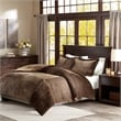 Pemberly Row Plush Down Alternative Comforter Set in Brown Full/Queen