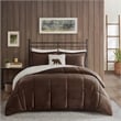 Pemberly Row Plush Sherpa Down Alternative Comforter Set-Brown/Ivory Full/Queen