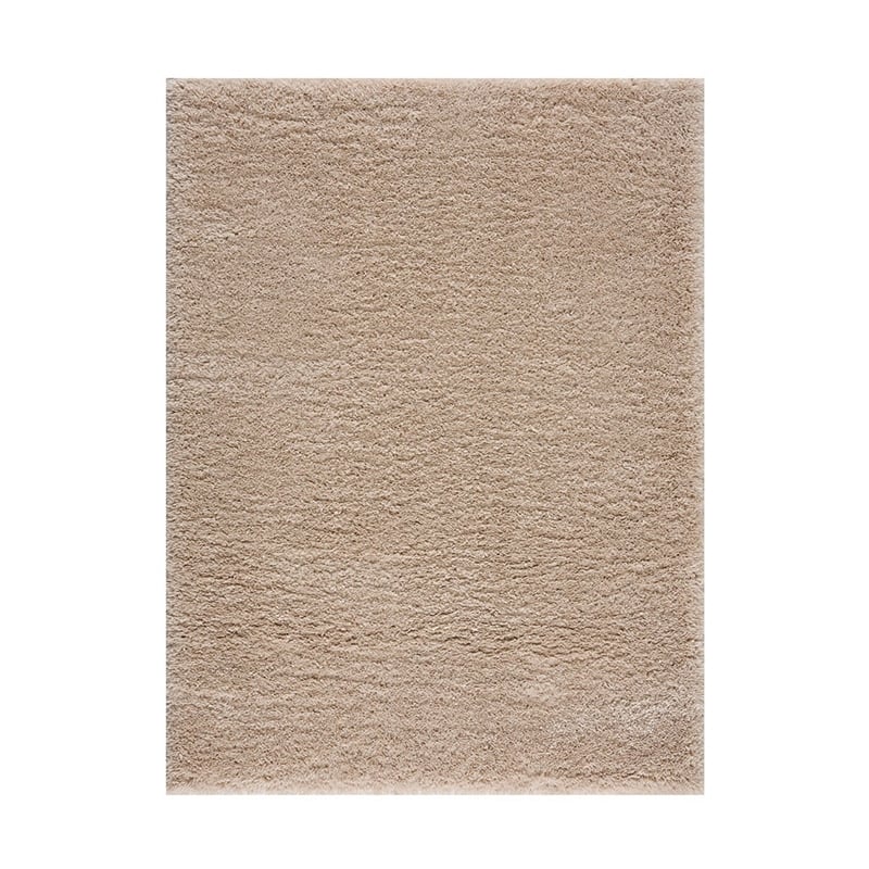 Pemberly Row Super Soft Polyester Shag Area Rug in Cream 5x7'