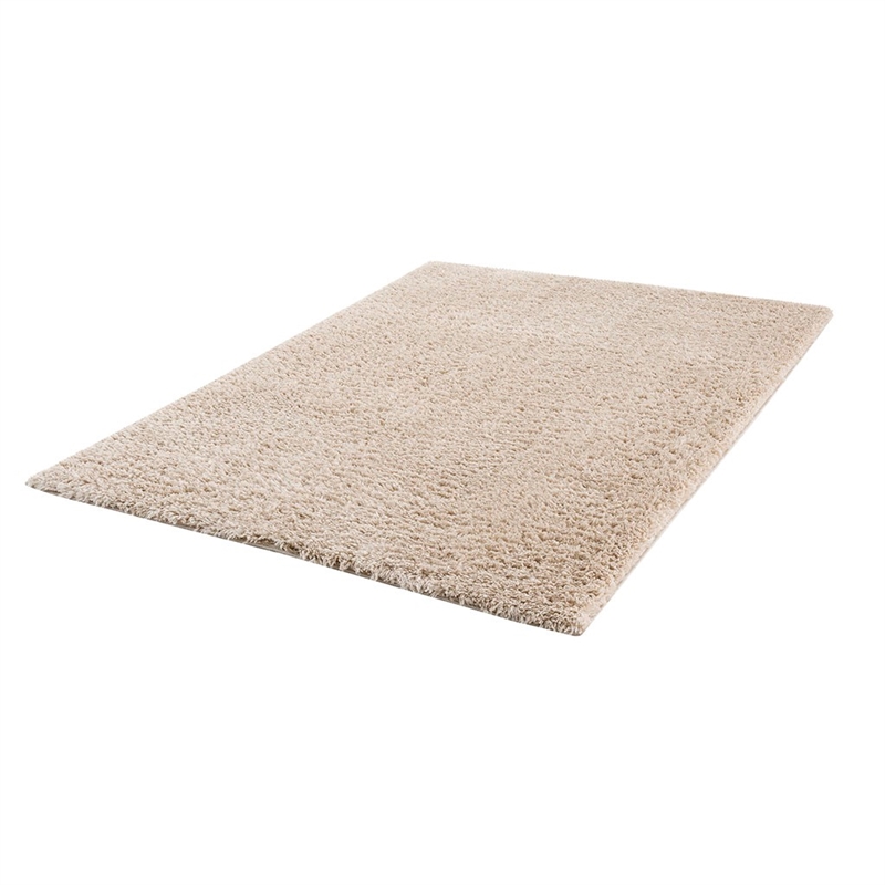 Pemberly Row Super Soft Polyester Shag Area Rug in Cream 5x7'