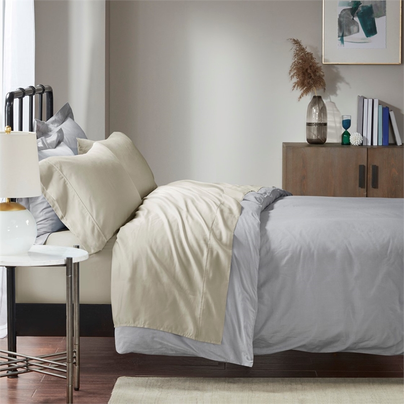 Pemberly Row 1500 Thread Count Cotton Blend 2 PC Pillowcases in Ivory King