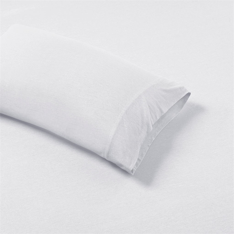 Pemberly Row Cotton Blend Jersey Knit All Season Sheet Set in White Full