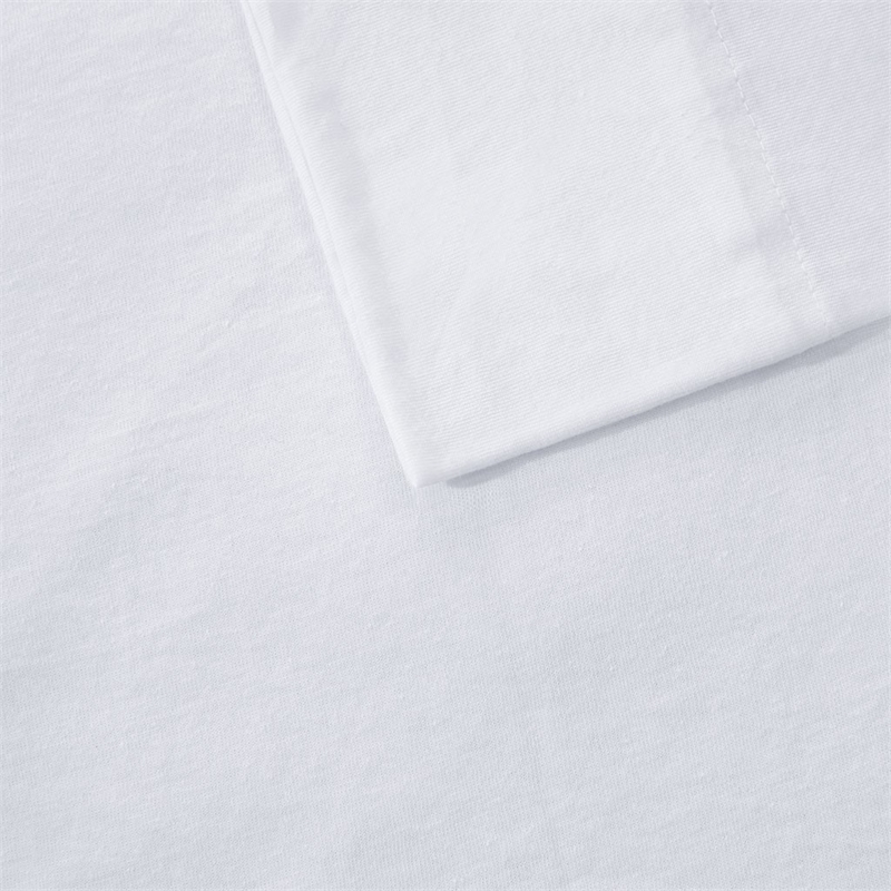 Pemberly Row Cotton Blend Jersey Knit All Season Sheet Set in White Full