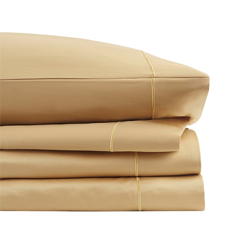 Pemberly Row 600 Thread Count Cotton Sheet King Set in Gold