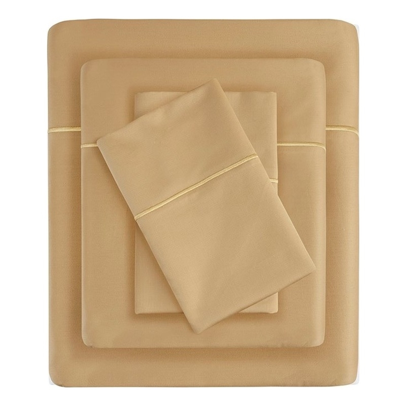 Pemberly Row 600 Thread Count Cotton Sheet King Set in Gold
