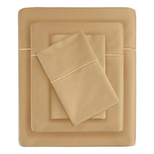 Pemberly Row 600 Thread Count Cotton Sheet King Set in Gold
