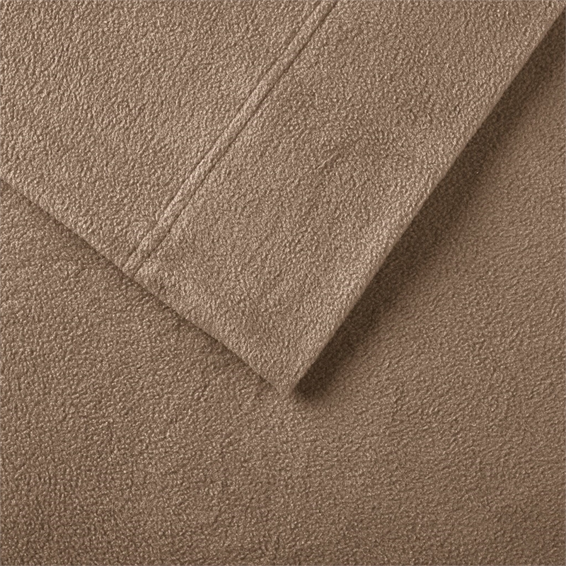 Pemberly Row Contemporary Micro Fleece Sheet Cal King Set in Brown