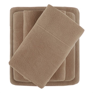 Pemberly Row Contemporary Micro Fleece Sheet Cal King Set in Brown