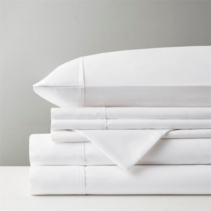 Pemberly Row 800 Thread Count Cotton Blend Sheet Set in White Cal King
