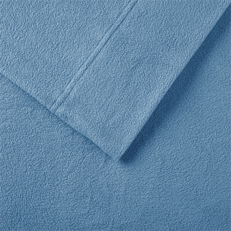 Pemberly Row Contemporary Micro Fleece Sheet Cal King Set in Blue