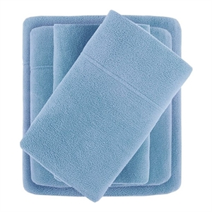Pemberly Row Contemporary Micro Fleece Sheet Cal King Set in Blue
