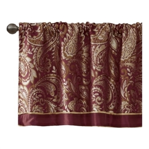 Pemberly Row Contemporary Jacquard Window Valance in Burgundy 50 X 18&quot