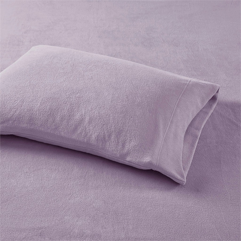 Pemberly Row Contemporary Micro Fleece Sheet King Set in Lavender