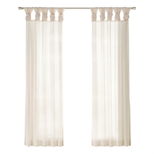 Pemberly Row Twisted Tab Voile Sheer Window Pair in Ivory 84&quot Panel