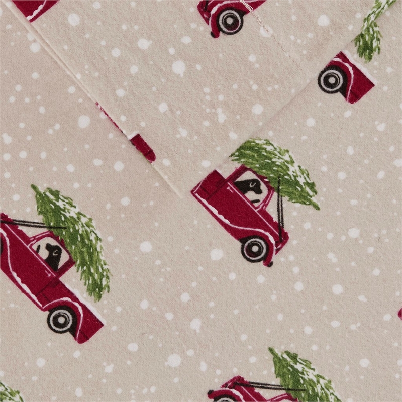 Pemberly Row Contemporary Flannel Sheet Set in Tan Cars Twin