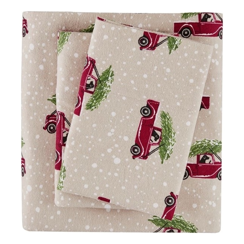 Pemberly Row Contemporary Flannel Sheet Set in Tan Cars Twin