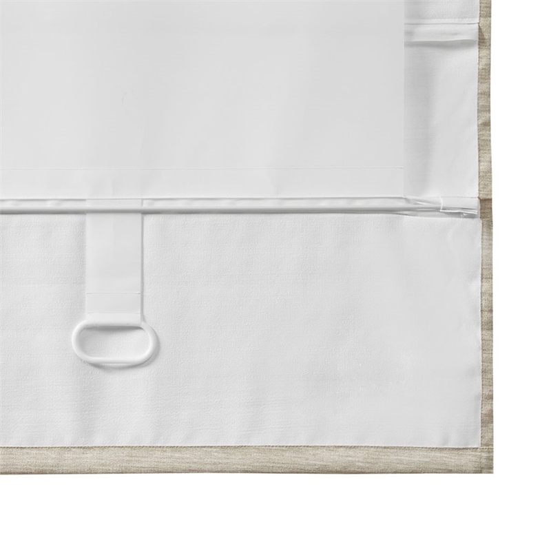 Pemberly Row Printed Faux Silk Room Cordless Roman Shade in Ivory 35x64