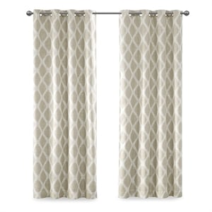 Pemberly Row Contemporary Printed Ikat Blackout Panel in Taupe