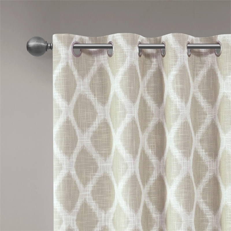 Pemberly Row Contemporary Printed Ikat Blackout Panel in Taupe