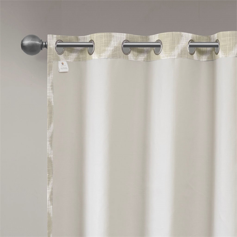 Pemberly Row Contemporary Printed Ikat Blackout Panel in Taupe